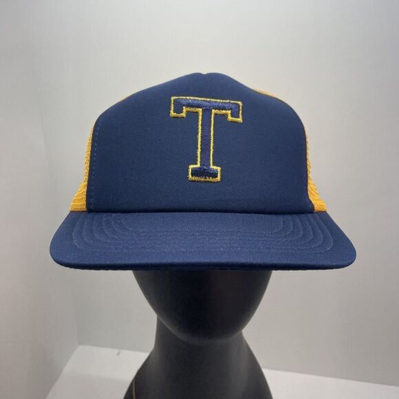 VINTAGE 70s/80's University Toledo T logo Mesh Trucker Snapback BASEBALL Hat Cap - Picture 1 of 6